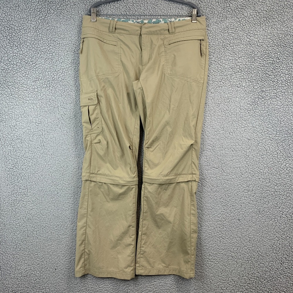 REI Womens Sahara Convertible Cargo Pants Adjustable Waist Size 14P Hiking UPF30